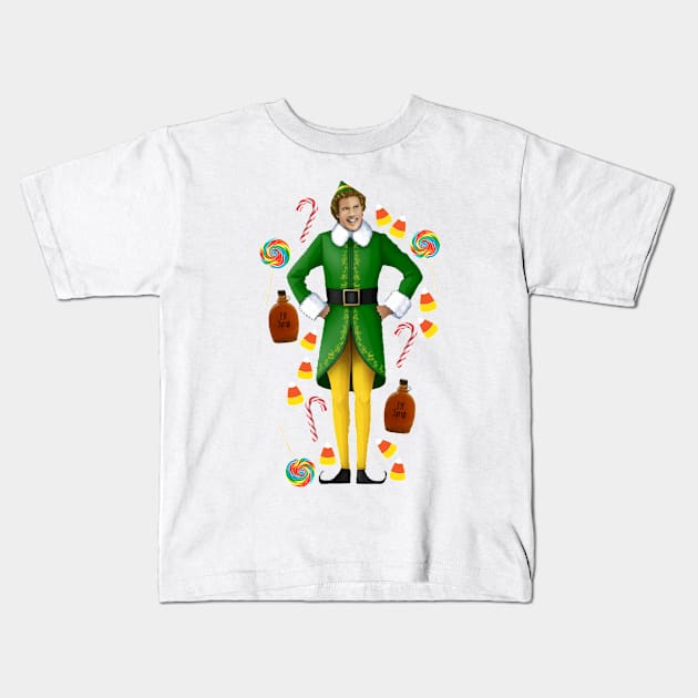 Elf and the 4 Food Groups Kids T-Shirt by BethLeo